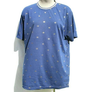 New Mens Blue & Gold Evil Eye Print Hip Hop Casual Cotton T-Shirt Large